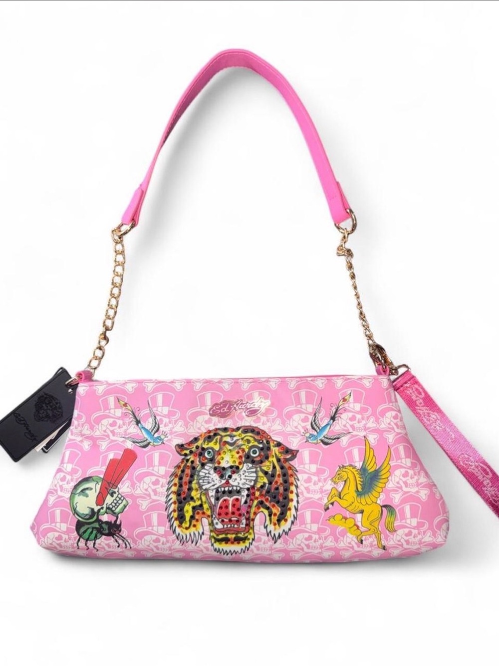 Ed Hardy Pink Skull Shoulder Bag | NEW WITH TAGS